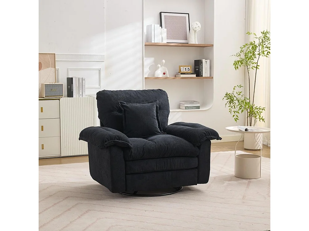 Fauteuil rotatif 360° en chenille grand format avec coussin, confortable pour salon, chambre et chambre d’enfant