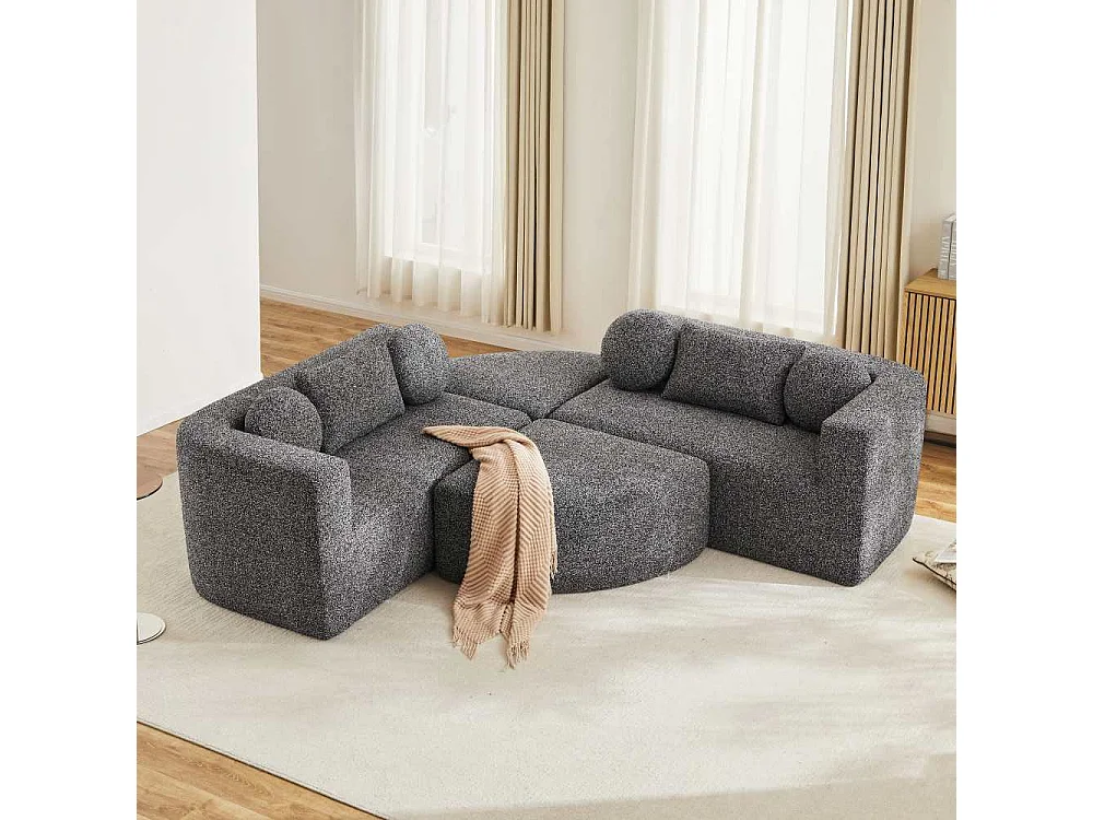 Canapé modulable convertible avec fonction lit, sensation nuage, tissu en velours, meuble flexible pour salon et chambre, 292x165x68 cm