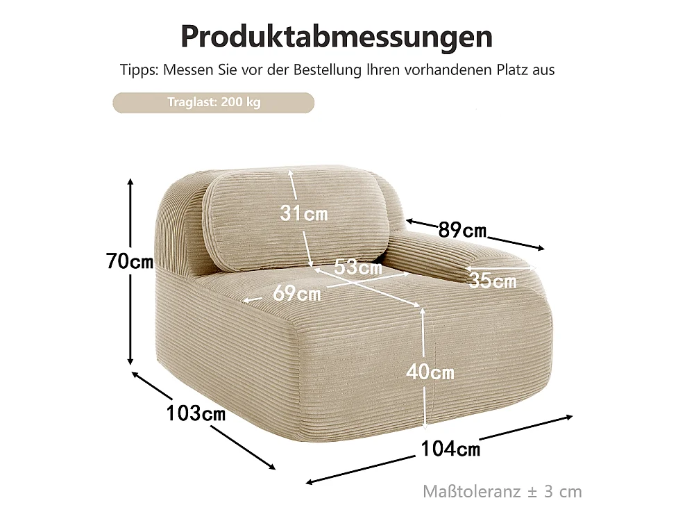 Modulares Ecksofa aus Premium-Cord mit Kissen, ergonomischen Armlehnen und langanhaltendem Komfort