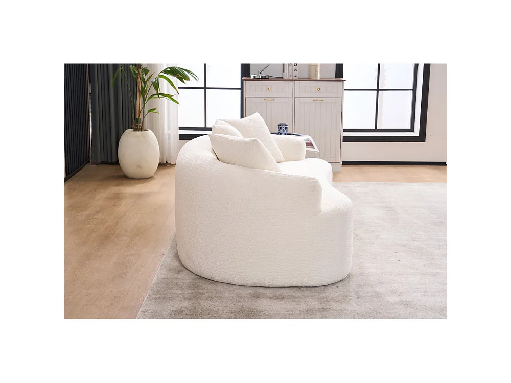 Canapé 2 Places Modulable en Chenille Douce, Design Courbé Moderne avec Coussins, Confort Compact