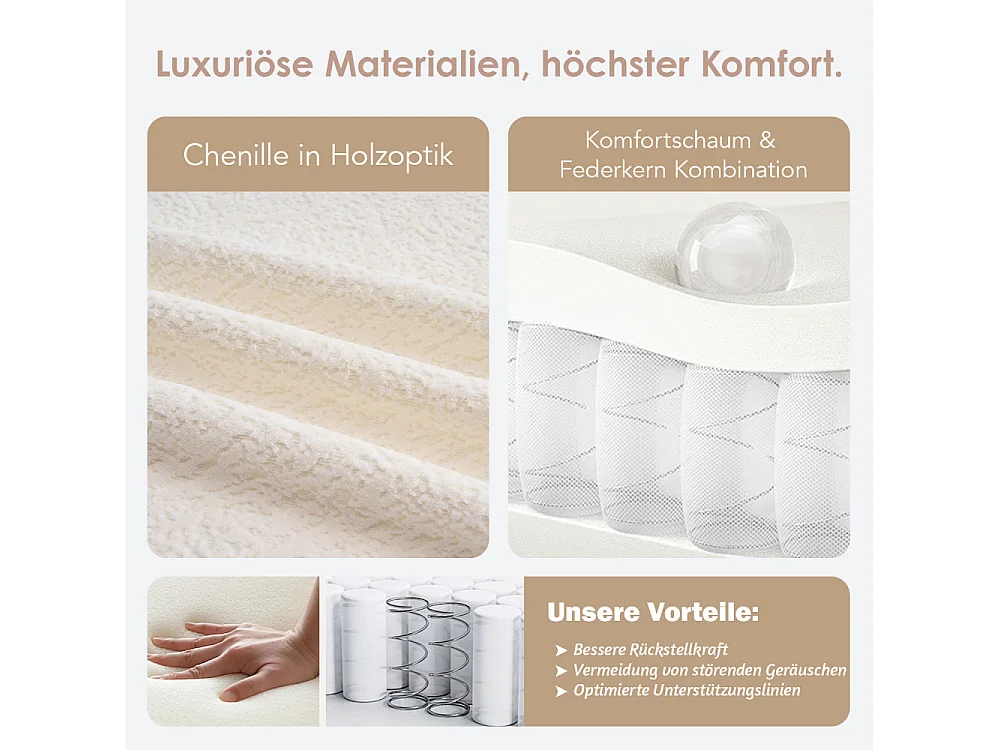 Canapé 2 Places Modulable en Chenille Douce, Design Courbé Moderne avec Coussins, Confort Compact