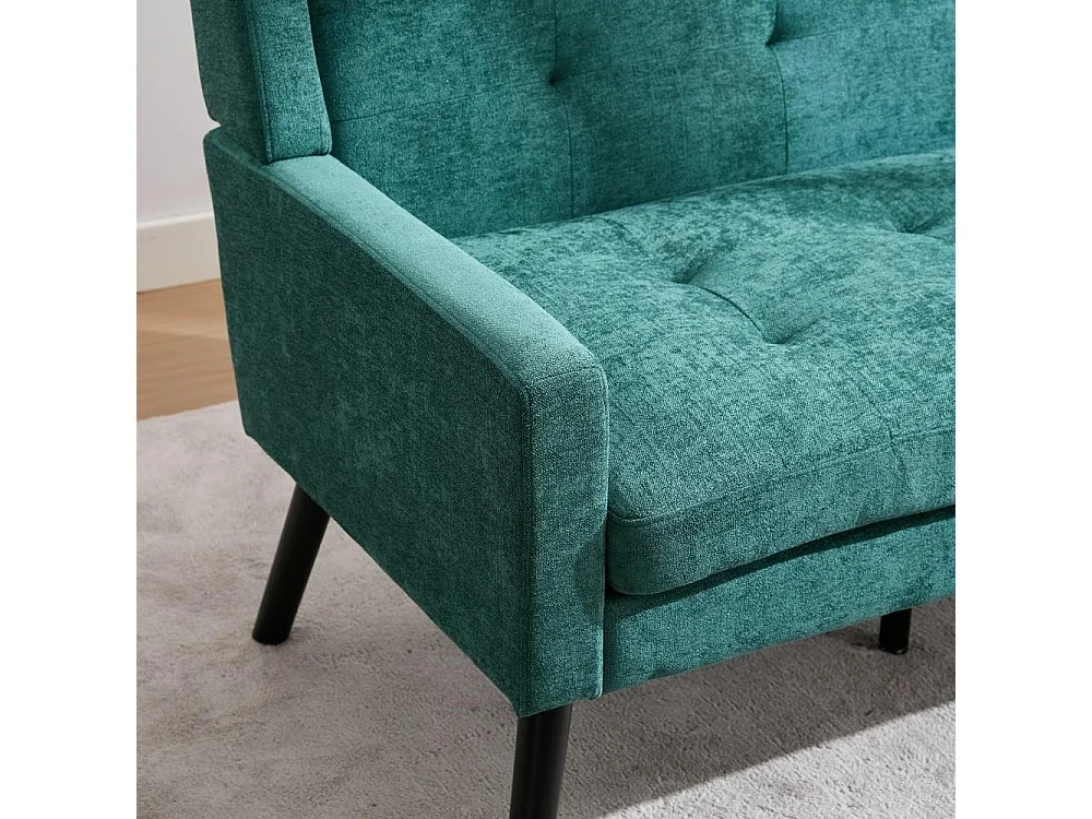 Premium linnen 2-zitsbank met schuim met hoge dichtheid en houten antislippoten – comfort en elegantie
