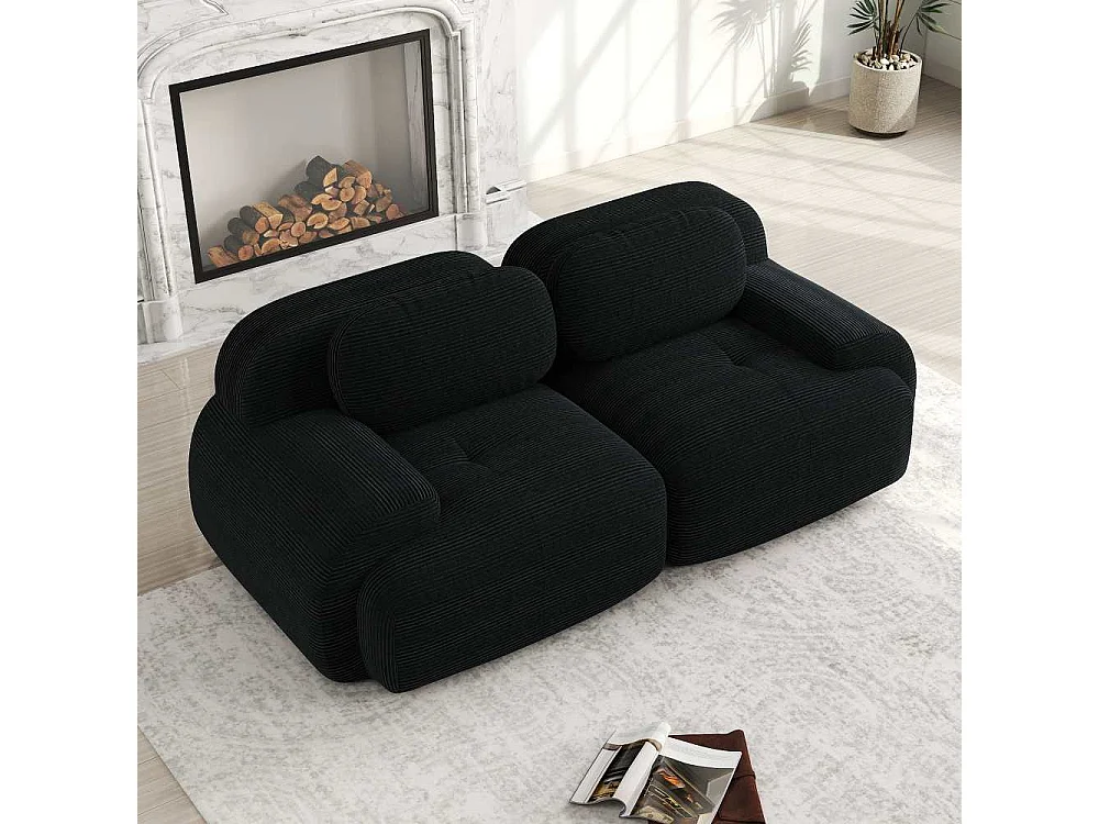 Loveseat 82'' modulares Sofa aus Cord, geschwungene Armlehnen, elastische Kissen, Wohnzimmer und Schlafzimmer