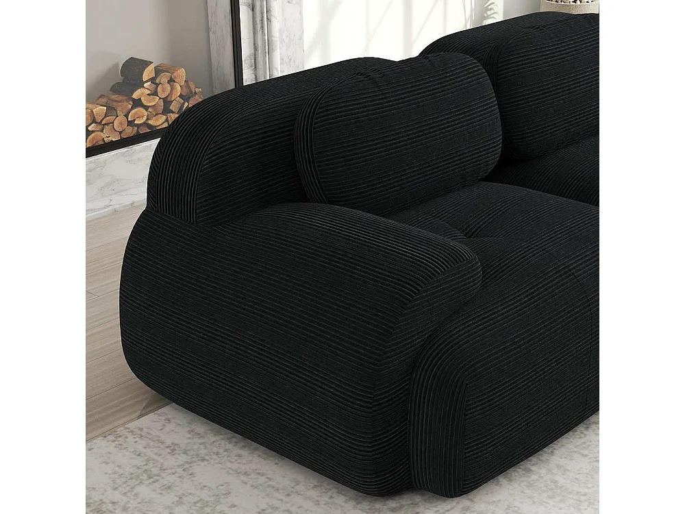 Loveseat 82'' modulares Sofa aus Cord, geschwungene Armlehnen, elastische Kissen, Wohnzimmer und Schlafzimmer