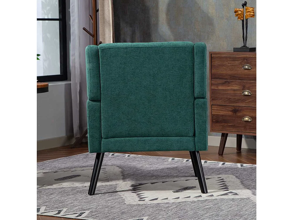 Fauteuil en cuir suédé à boutons – Siège Mid-Century avec mousse haute densité et pieds en bois massif pour salon et chambre