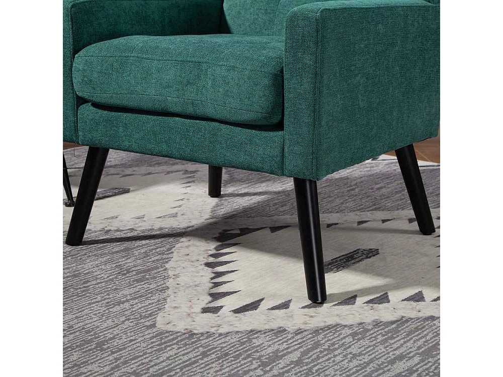 Fauteuil en cuir suédé à boutons – Siège Mid-Century avec mousse haute densité et pieds en bois massif pour salon et chambre