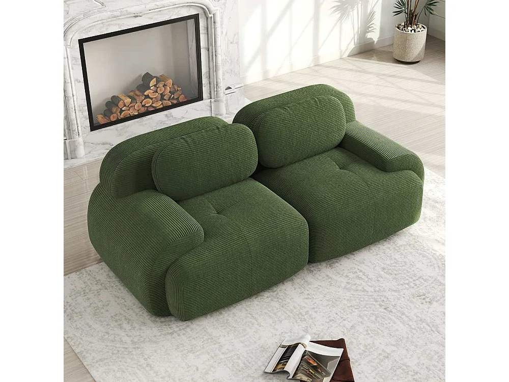 Loveseat 82'' modulaire bank in corduroy, gebogen armleuningen, elastische kussens, woon- en slaapkamer