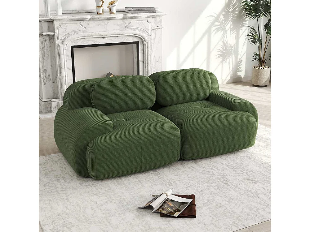 Loveseat 82'' modulaire bank in corduroy, gebogen armleuningen, elastische kussens, woon- en slaapkamer