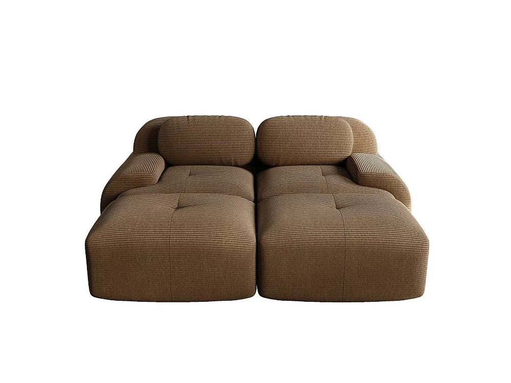 Modulaire fluwelen 2-zitsbank met chaise longue, antislip, ergonomische armleuningen