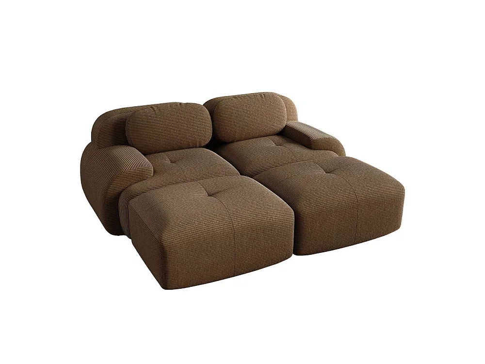 Modulaire fluwelen 2-zitsbank met chaise longue, antislip, ergonomische armleuningen