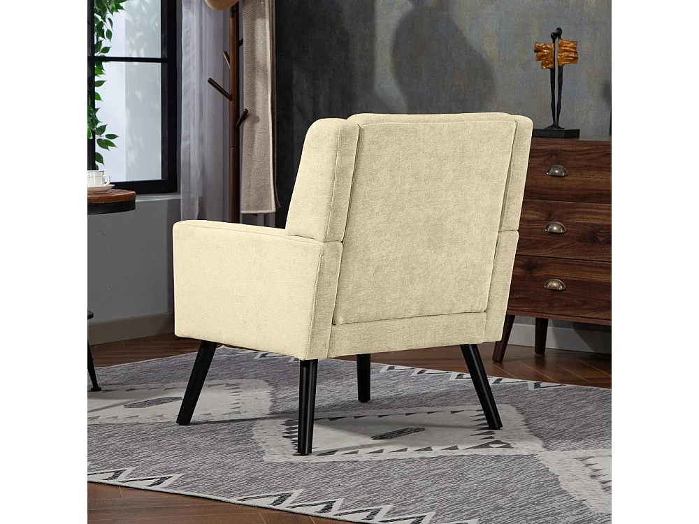 Fauteuil en cuir suédé à boutons – Siège Mid-Century avec mousse haute densité et pieds en bois massif pour salon et chambre