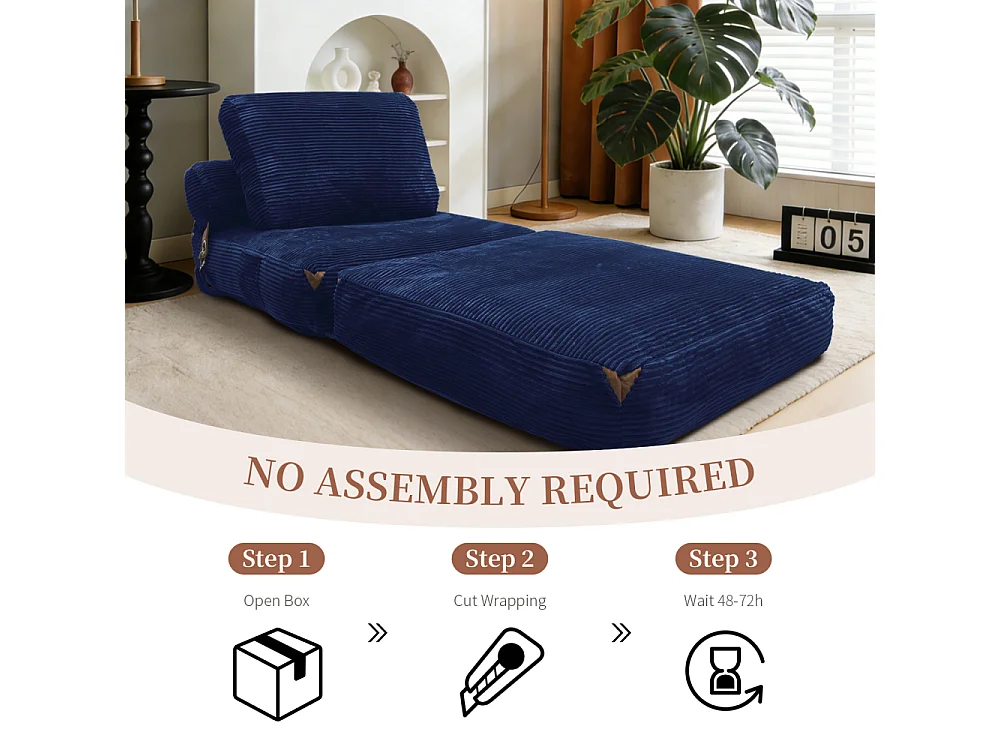 Modernes 1-Sitzer-Umbau-Loungesofa mit integriertem Stauraum, hochelastischem Kissen und eleganten Pompons