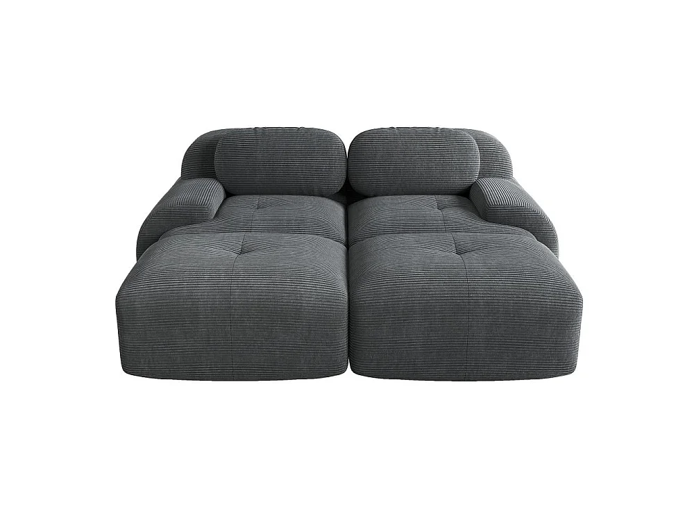 Modulares 2-Sitzer-Samtsofa mit Chaiselongue, rutschfesten, ergonomischen Armlehnen