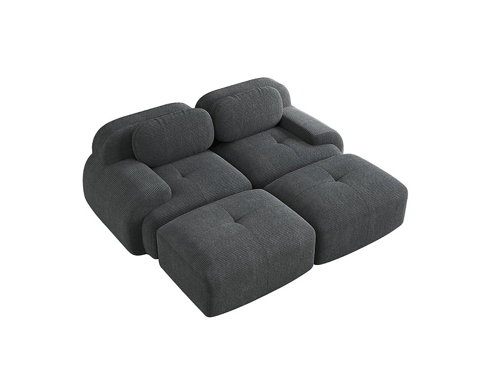 Modulares 2-Sitzer-Samtsofa mit Chaiselongue, rutschfesten, ergonomischen Armlehnen