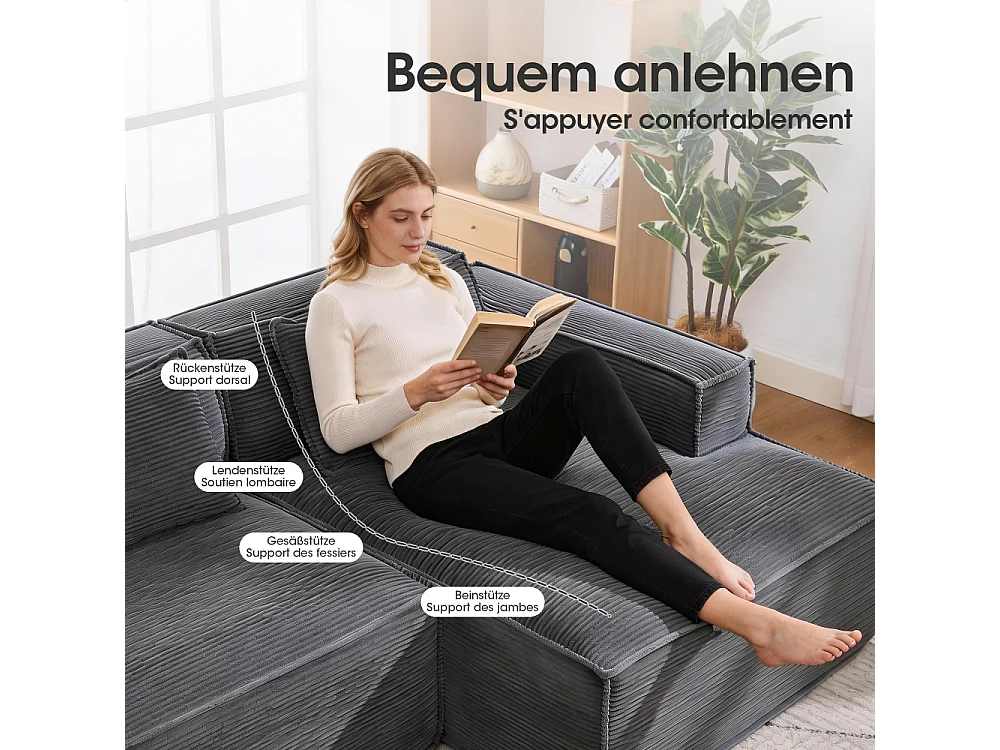 Canapé en Tissu 235 cm Compact avec Coussins et Ressorts Ensachés, Confortable et Moderne