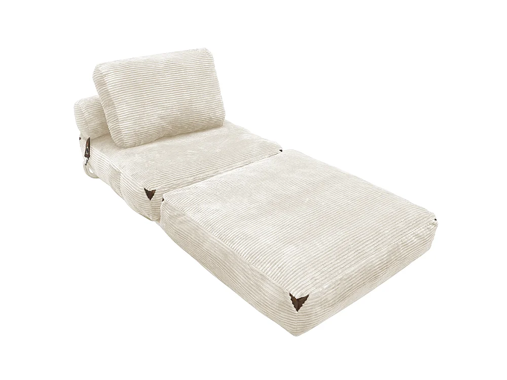 Canapé lounge 1 place moderne convertible avec rangement intégré, coussin haute résilience et pompons élégants