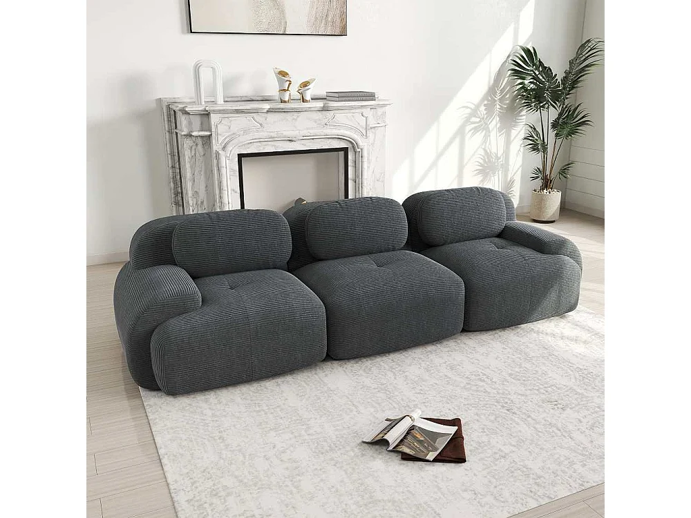 Canapé 3 places en Cordstoff Premium, modulable, accoudoirs ergonomiques