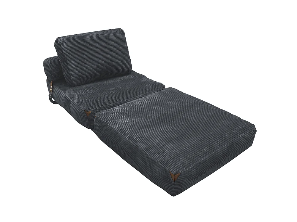 Canapé lounge 1 place moderne convertible avec rangement intégré, coussin haute résilience et pompons élégants