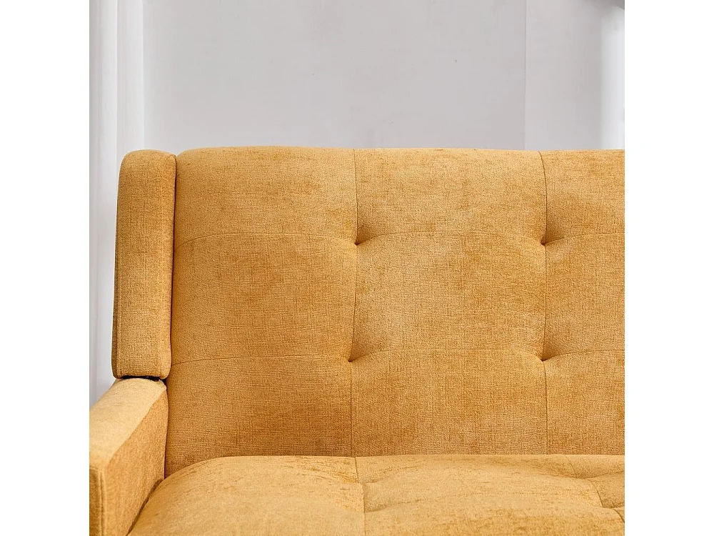 Banquette en lin premium 2 places avec mousse haute densité et pieds en bois antidérapants – Confort et élégance