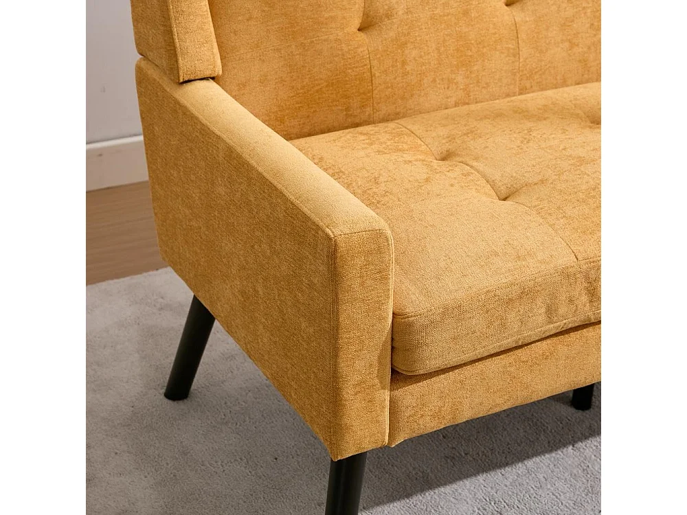 Banquette en lin premium 2 places avec mousse haute densité et pieds en bois antidérapants – Confort et élégance