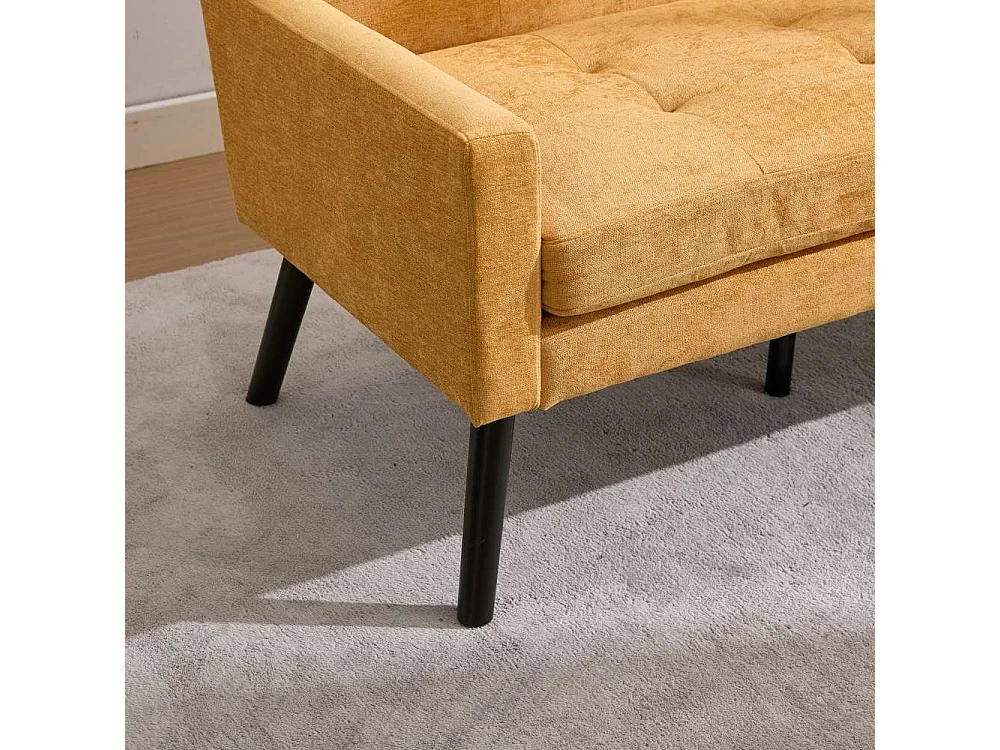 Banquette en lin premium 2 places avec mousse haute densité et pieds en bois antidérapants – Confort et élégance
