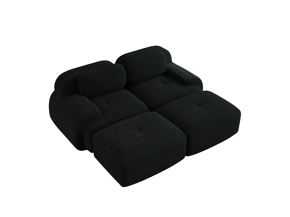 Modulares 2-Sitzer-Samtsofa mit Chaiselongue, rutschfesten, ergonomischen Armlehnen