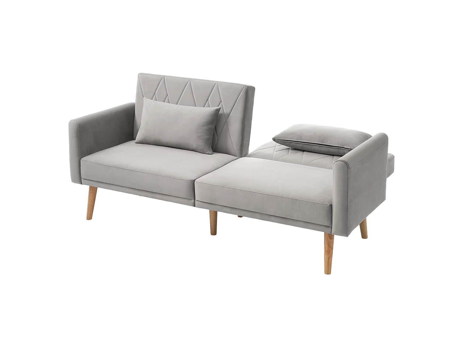 Canapé convertible moderne en velours avec dossier et accoudoirs réglables, fonction lit, idéal salon, chambre ou cinéma maison