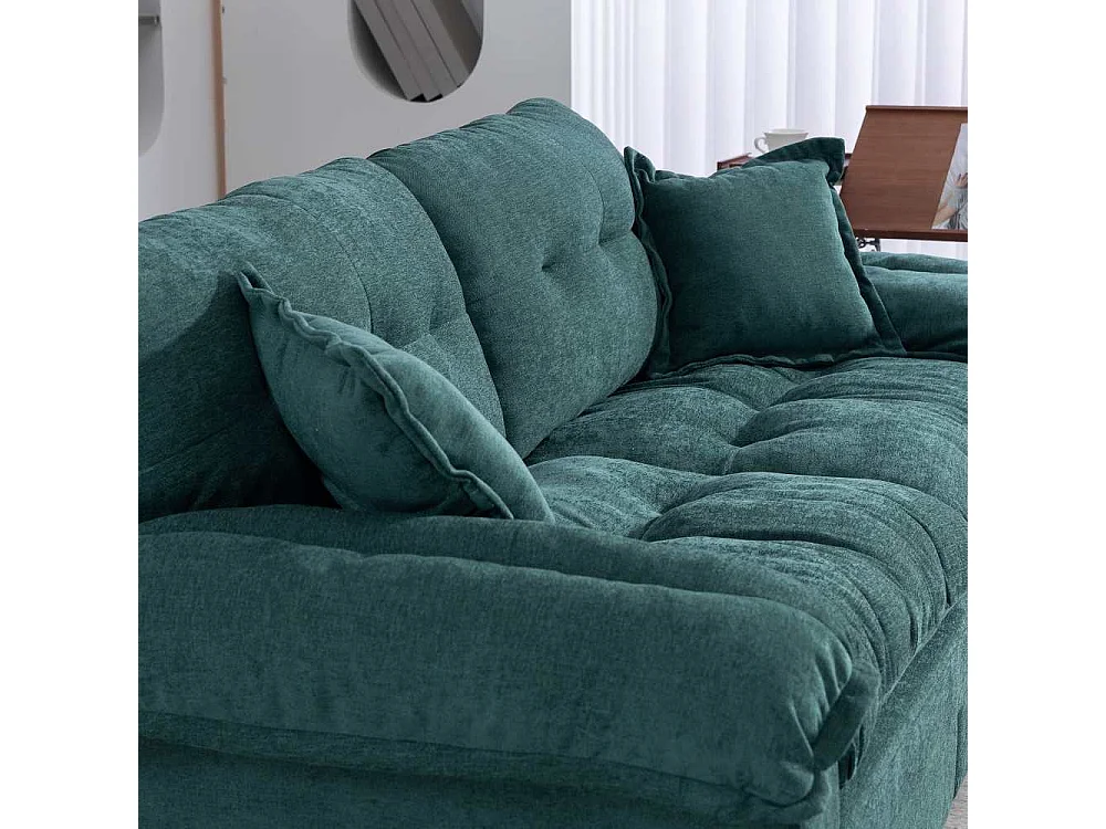 Bank van 213 cm met dubbele kussens en veren van traagschuim – Comfortabele 2-3 zitplaatsen voor kleine woonkamers