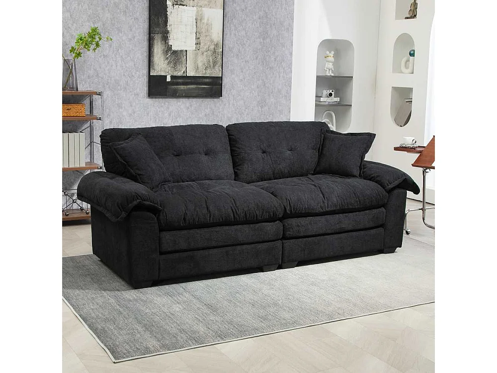 213 cm großes Sofa mit doppelten Memory-Schaum-Kissen und Federn – bequeme 2–3 Sitzplätze für kleine Wohnzimmer