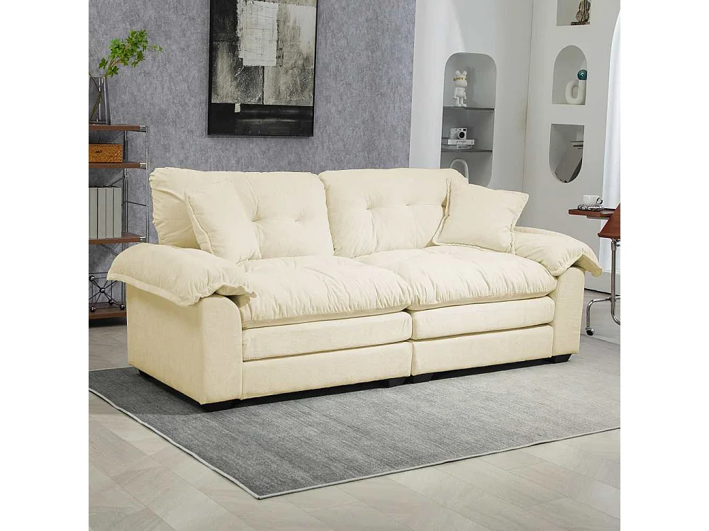 213 cm großes Sofa mit doppelten Memory-Schaum-Kissen und Federn – bequeme 2–3 Sitzplätze für kleine Wohnzimmer