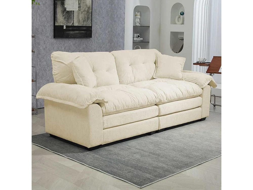 213 cm großes Sofa mit doppelten Memory-Schaum-Kissen und Federn – bequeme 2–3 Sitzplätze für kleine Wohnzimmer