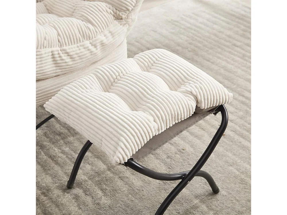 Poltrona Pigrizia con Pouf, Sedia Lounge Moderna con Braccioli e Tasca Laterale, Poltrona da Lettura Imbottita Ergonomica con Poggiapiedi