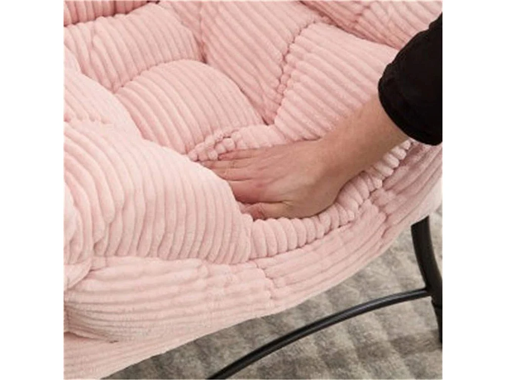 Chaise Longue Ergonomique avec Ottoman et Pochette Latérale, Fauteuil Lounge Confortable en Coton PP, Relaxation et Rangement Pratique, rose