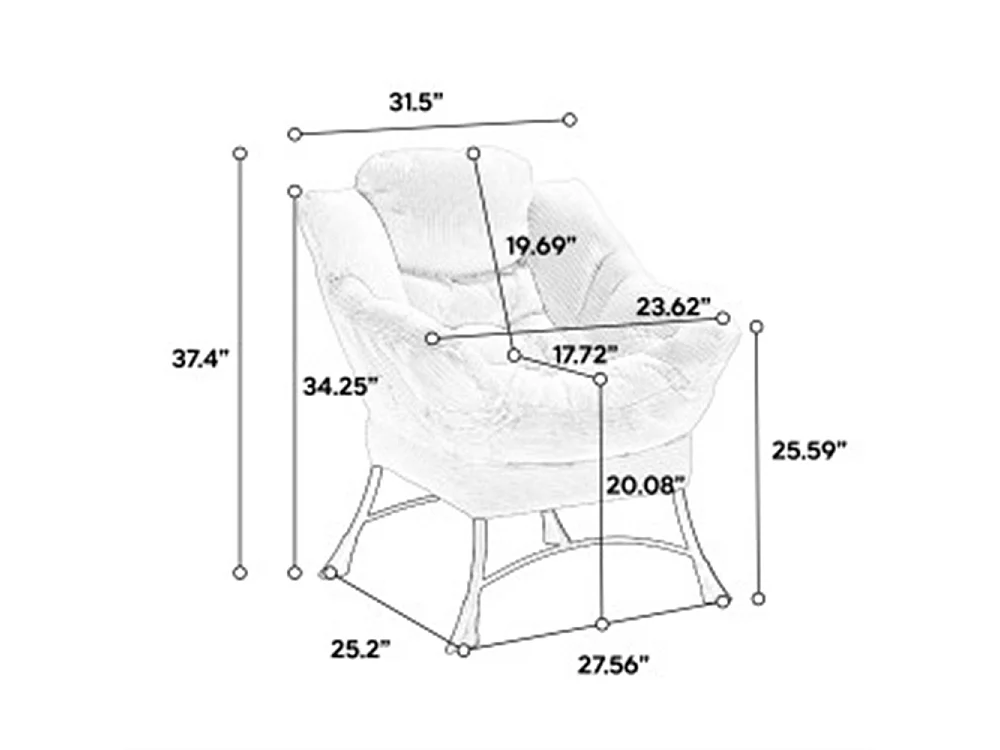 Chaise Longue Ergonomique avec Ottoman et Pochette Latérale, Fauteuil Lounge Confortable en Coton PP, Relaxation et Rangement Pratique, rose