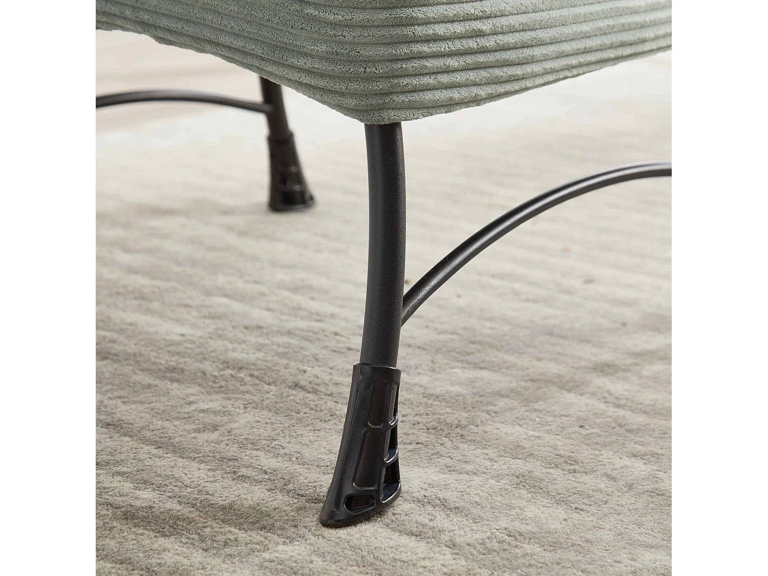 Chaise Longue Ergonomique avec Ottoman et Pochette Latérale, Fauteuil Lounge Confortable en Coton PP, Relaxation et Rangement Pratique, vert clair