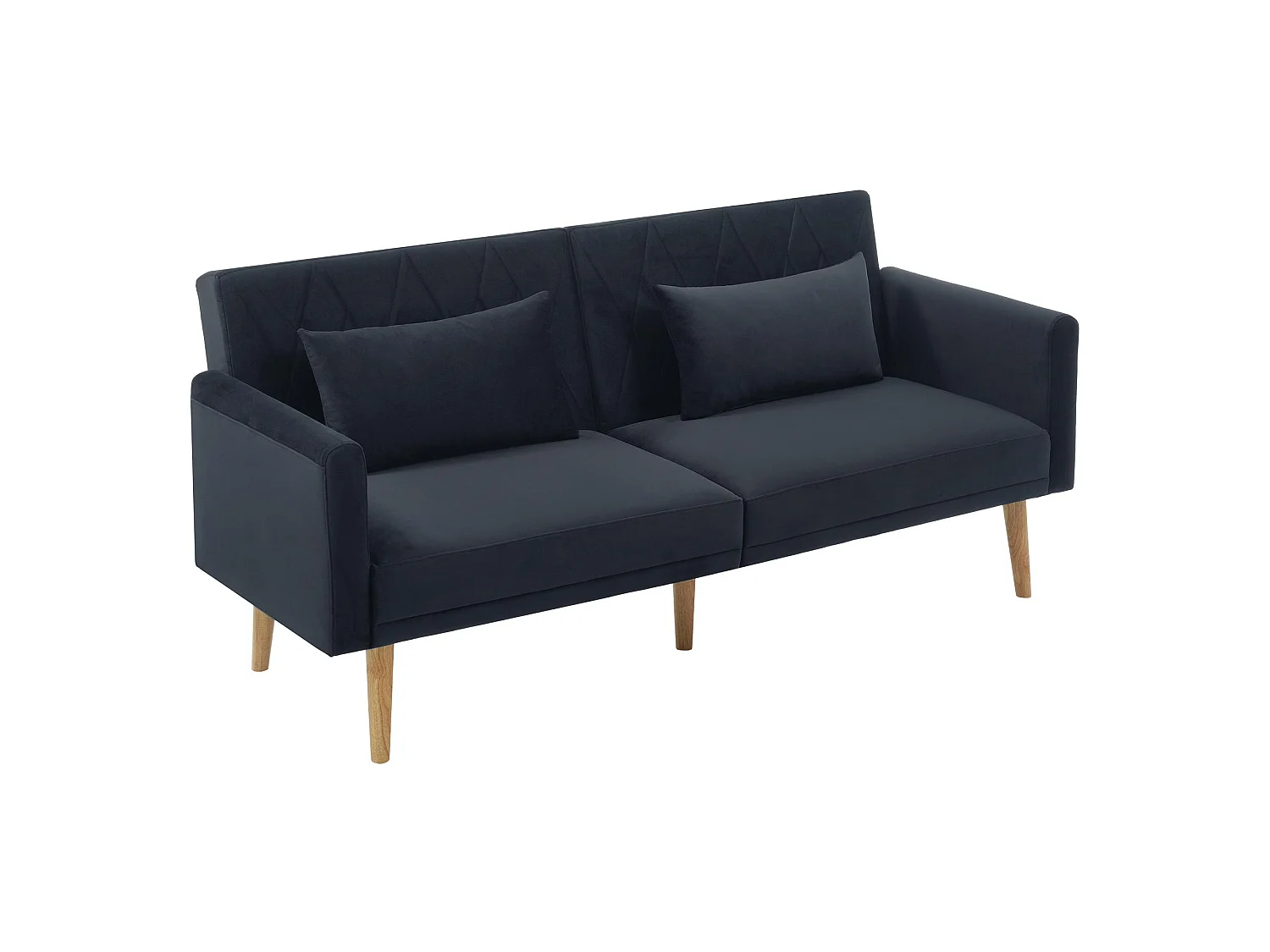 Divano trasformabile moderno in velluto con schienale e braccioli regolabili, funzione letto, ideale per salotto, camera o home cinema