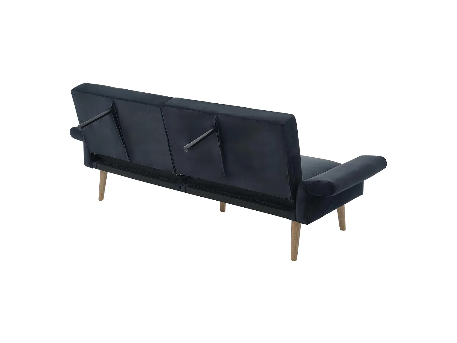 Divano trasformabile moderno in velluto con schienale e braccioli regolabili, funzione letto, ideale per salotto, camera o home cinema