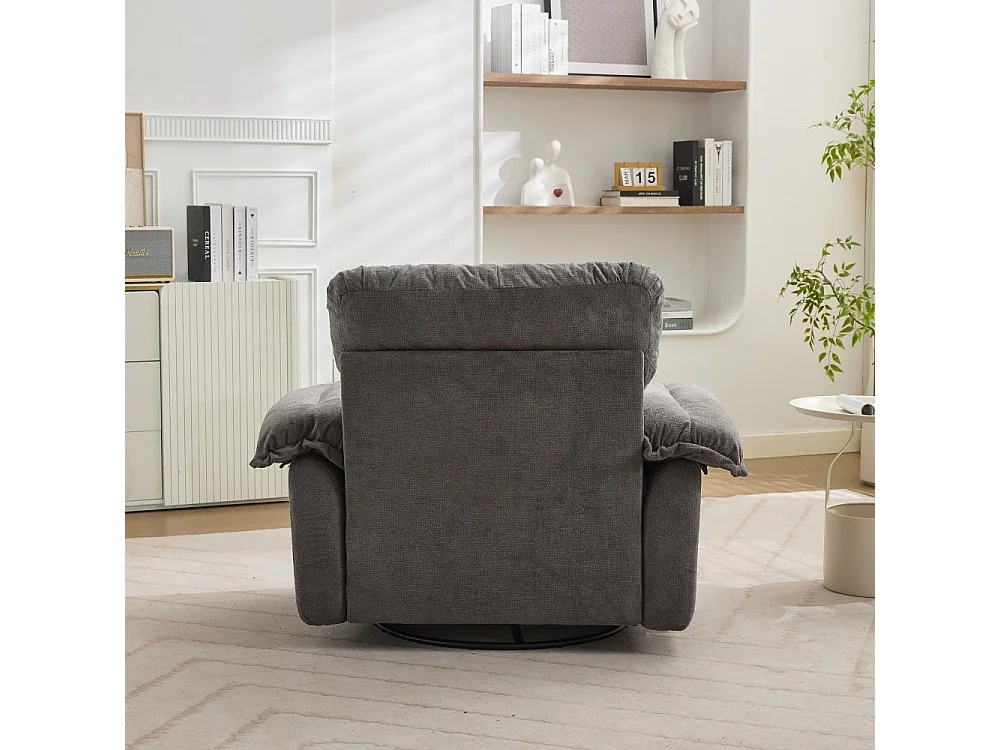 Übergroßer 360°-Drehsessel aus Chenille mit Stützkissen – Wohnzimmer, Schlafzimmer und Kinderzimmer