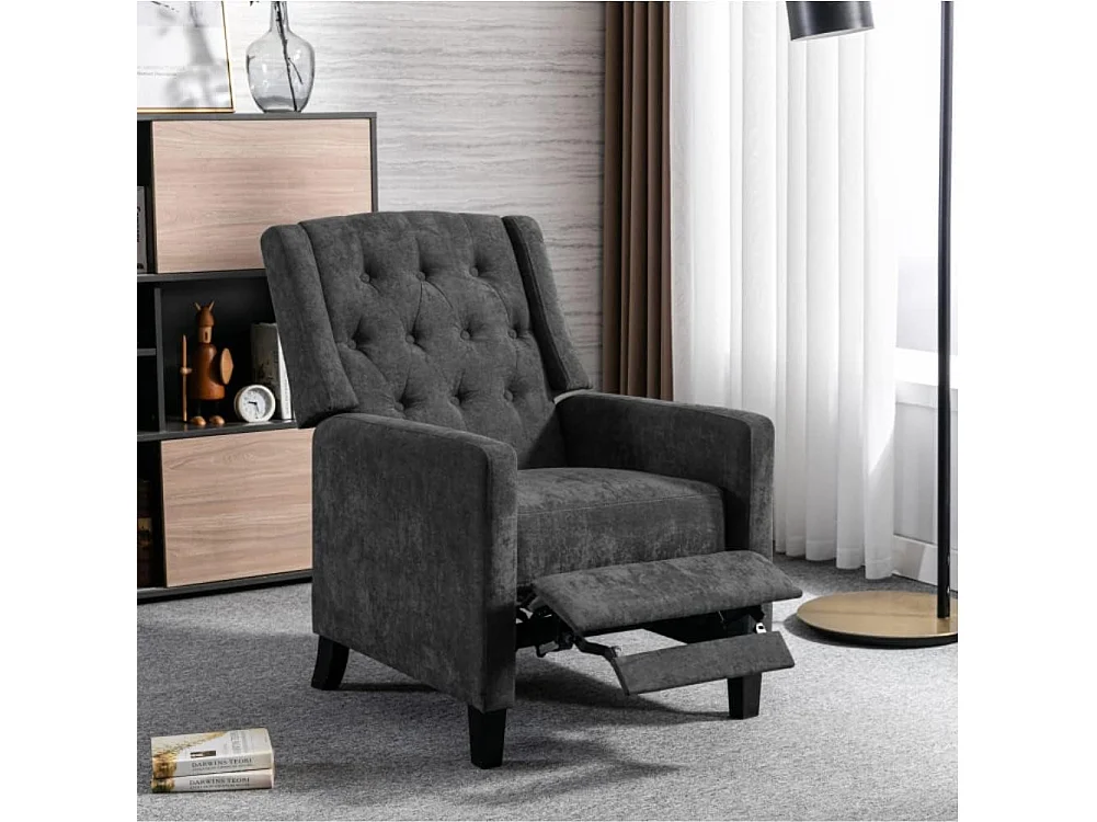 Poltrona Relax Reclinazione Manuale Poggiapiedi Poltroncina Deluxe Grigio Scuro