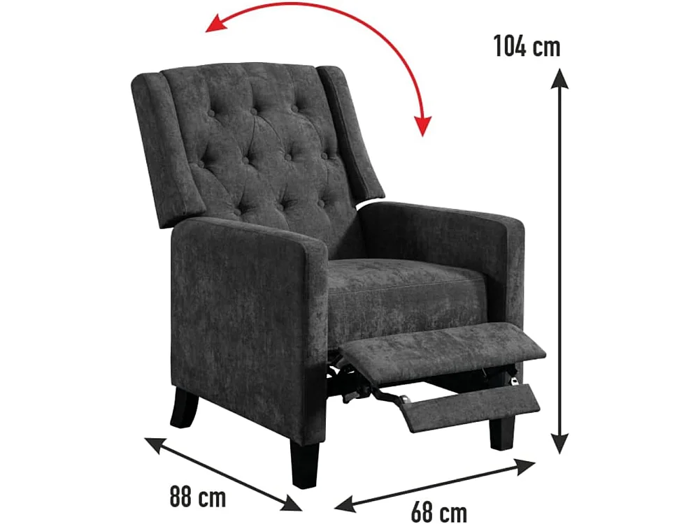 Poltrona Relax Reclinazione Manuale Poggiapiedi Poltroncina Deluxe Grigio Scuro