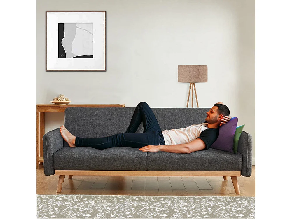 Divano Letto 3 Posti Scandinavo Design Moderno Clik Clak Convertibile Grigio