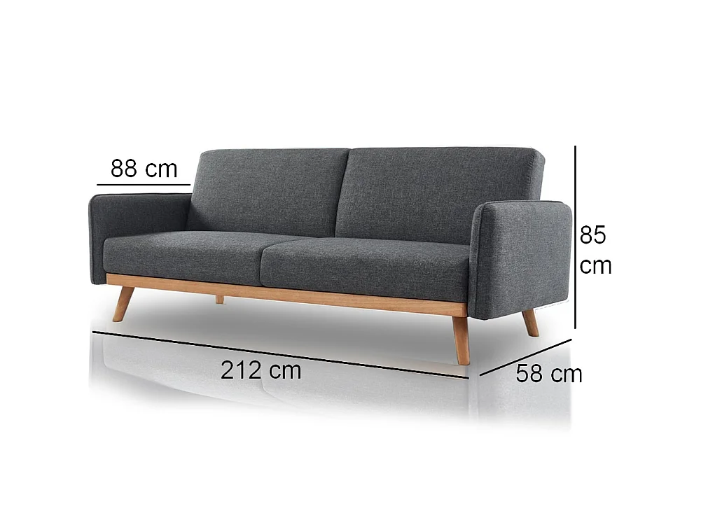 Divano Letto 3 Posti Scandinavo Design Moderno Clik Clak Convertibile Grigio