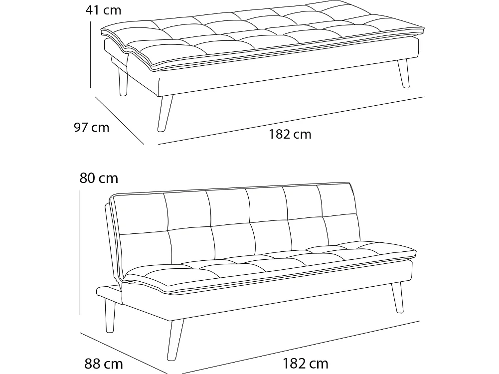 Divano Letto Reclinabile 3 Posti Ergonomico in Tessuto Mostarda con Gambe Legno