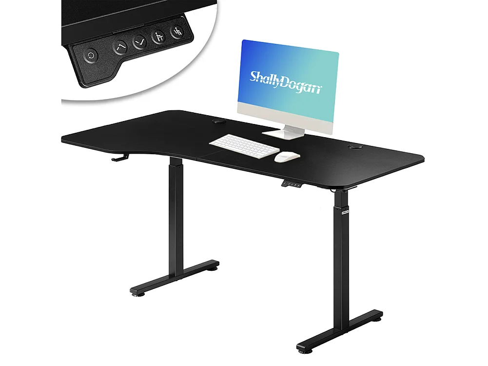 SHALLY DOGAN Scrivania Elettrica Regolabile Altezza 160x75x72-117cm Nero Console di Comando