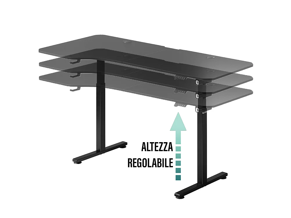 SHALLY DOGAN Scrivania Elettrica Regolabile Altezza 160x75x72-117cm Nero Console di Comando
