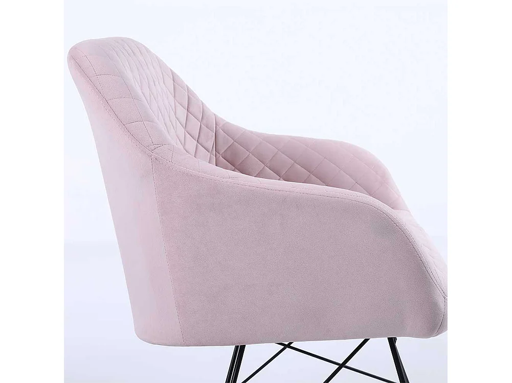 Poltrona Sedia Dondolo Relax Base Slitta Scandinavo Imbottita Design Unic Rosa