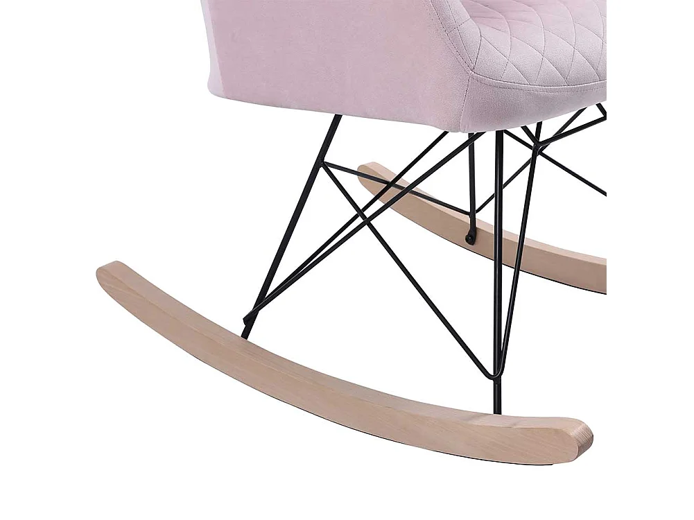 Poltrona Sedia Dondolo Relax Base Slitta Scandinavo Imbottita Design Unic Rosa