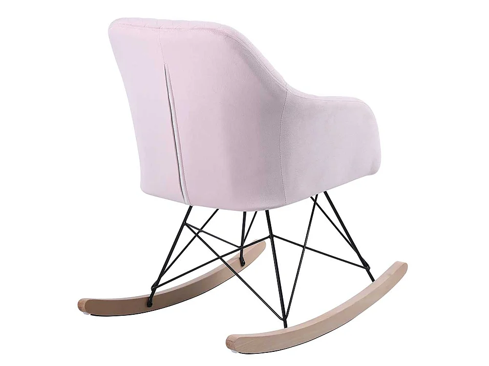 Poltrona Sedia Dondolo Relax Base Slitta Scandinavo Imbottita Design Unic Rosa