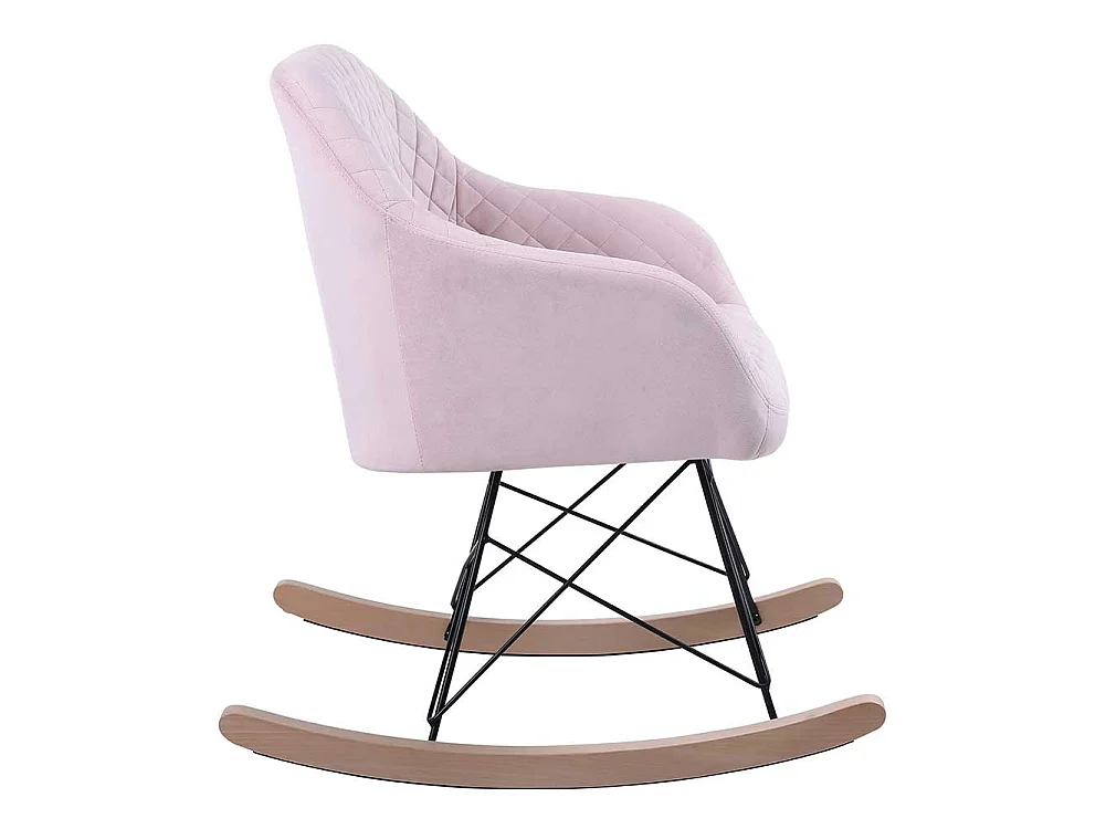 Poltrona Sedia Dondolo Relax Base Slitta Scandinavo Imbottita Design Unic Rosa