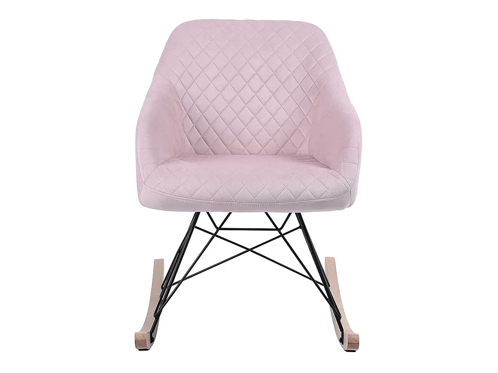 Poltrona Sedia Dondolo Relax Base Slitta Scandinavo Imbottita Design Unic Rosa
